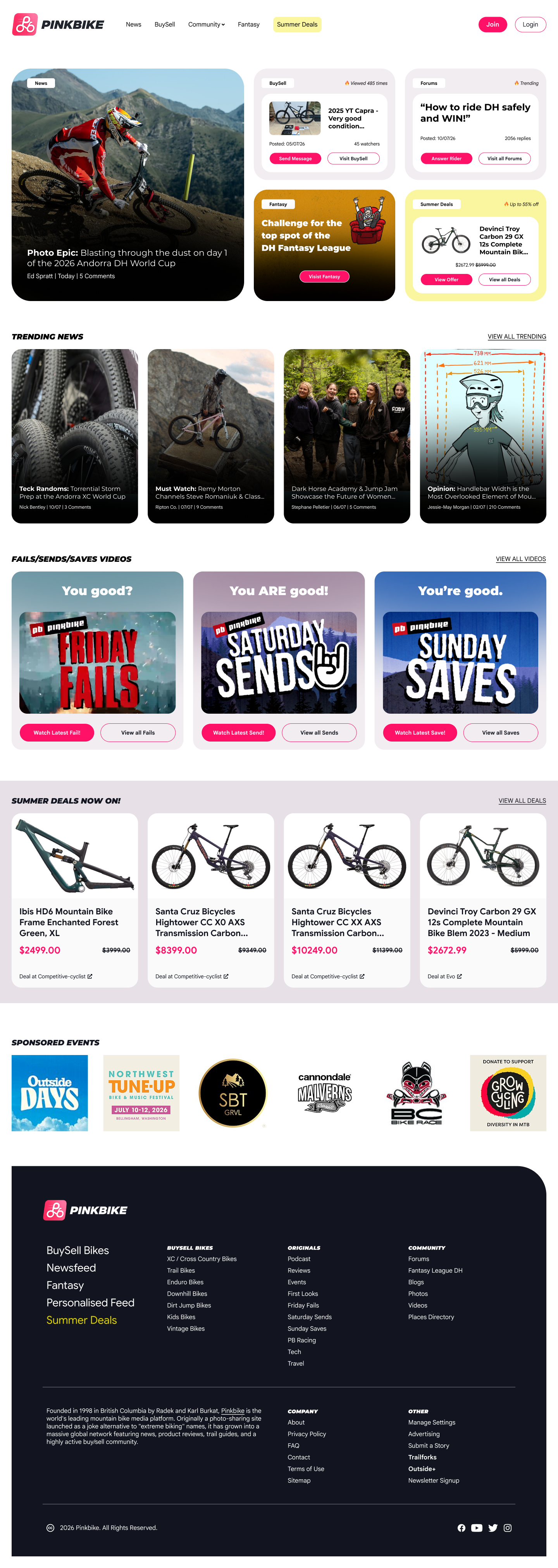Initial Pinkbike homepage redesign